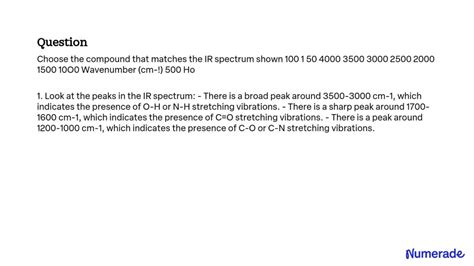 Solved Choose The Compound That Matches The Ir Spectrum Shown