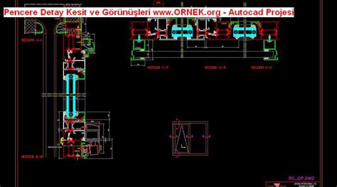 Pencere Detay Kesit Ve G R N Leri Dwg Projesi Autocad Projeler