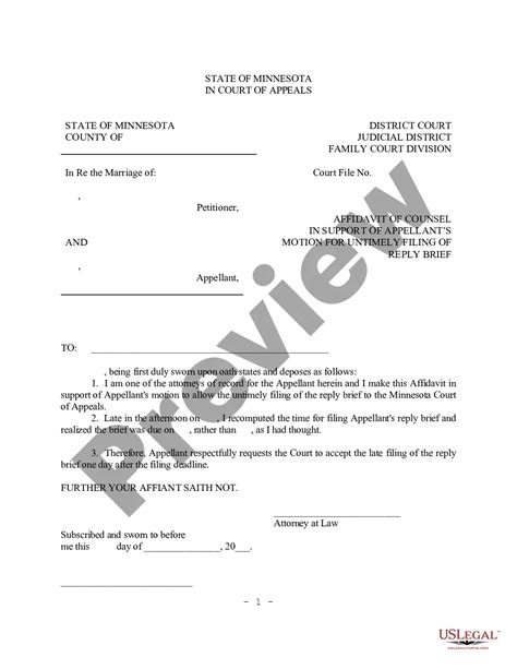 Minnesota Affidavit Of Counsel In Support Of Appellant S Motion For