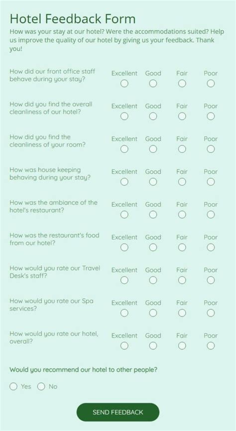 Visitor Feedback Form Template 123 Form Builder