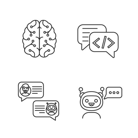 Chatbots Linear Icons Set Thin Line Contour Symbols Virtual