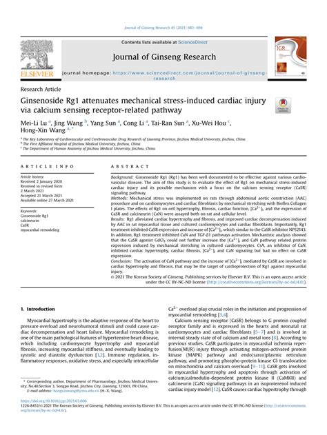 PDF Ginsenoside Rg1 Attenuates Mechanical Stress Induced Cardiac