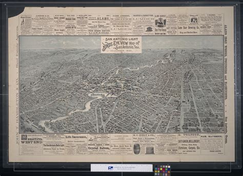 Bird S Eye View Map Of San Antonio Tex Side 1 Of 2 The Portal To Texas History