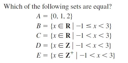 Answered Which Of The Following Sets Are Equal Bartleby