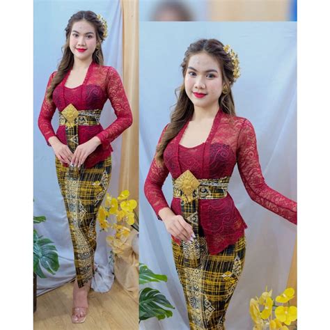 Jual SudanBali Setelan Kebaya Kutubaru Brokat Sofia Stretch Kebaya