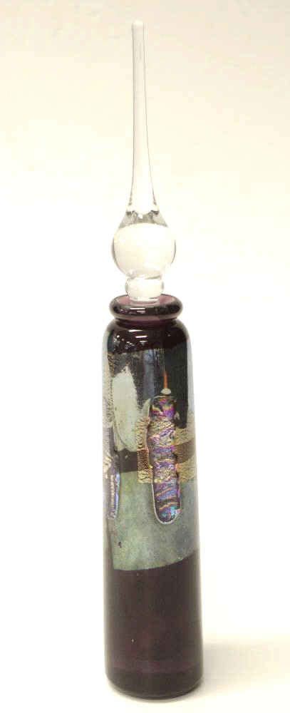 Purple Glass Bark Perfume Bottle With Rainbow Highlights Scent
