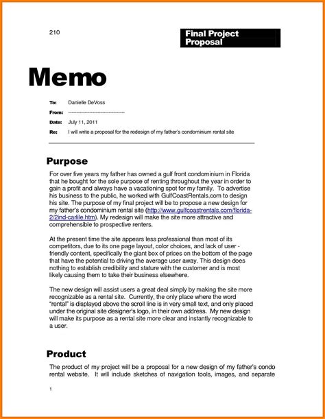 Formal Business Memo Example Darrin Kenneys Templates