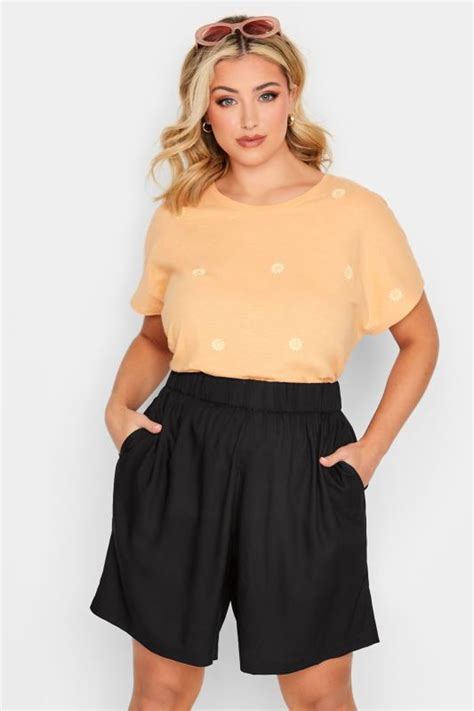 Yours Curve Plus Size Black Woven Shorts Yours Clothing