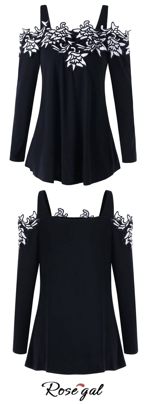 Embroidered Applique Open Shoulder Top