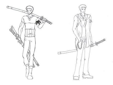 Zoro_Outline by JUNEX on DeviantArt