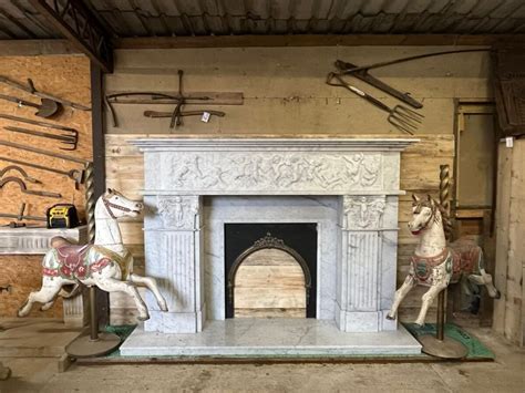 Incredible Carved Marble Fireplace Authentic Reclamation