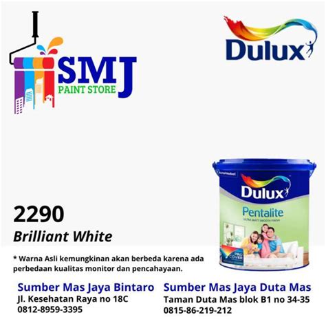 Promo CAT TEMBOK INTERIOR DULUX PENTALITE WARNA BRILLIANT WHITE UKURAN