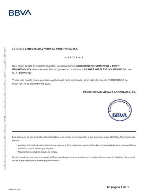 3167340 Certificado Cuenta Bancaria Bbva 1 Pdf