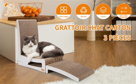 PETTOM Griffoir Chats 3 en 1 Grattoir Chat Multi Usages Planche à