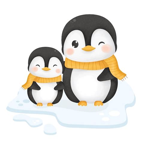 Premium Vector | Cute Little Penguin Mom and Baby