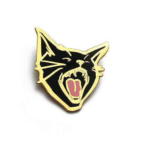 Black Pussy Enamel Cat Pin Handmade Products