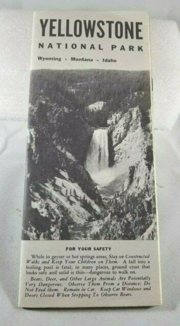 Yellowstone National Park National Park System Brochure Map 1959