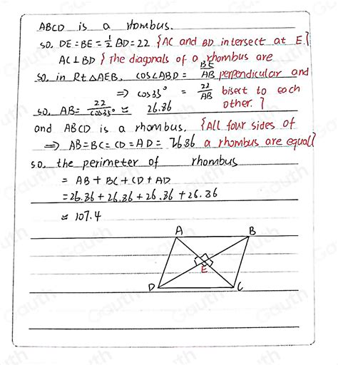 Solved Rhombus ABCD Is Shown Below With Diagonals Overline BD And