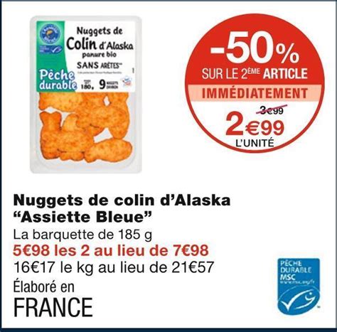 Promo Assiette Bleue Nuggets De Colin Dalaska Chez Monoprix