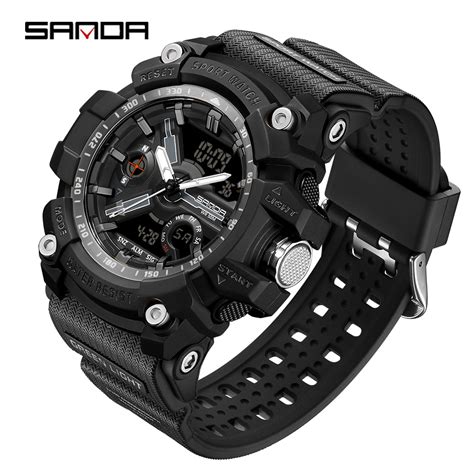 SANDA 3179 Digital Mens Military Watch 50M Waterproof Watch Dual