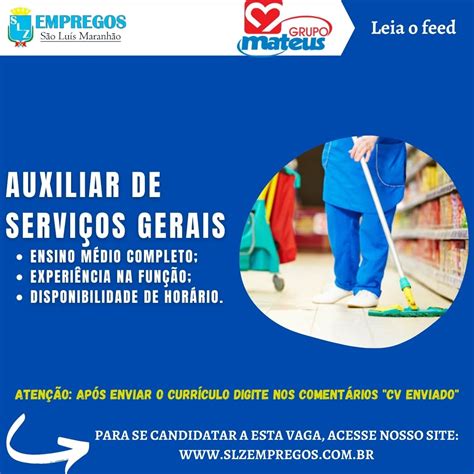 Auxiliar De Servi Os Gerais Slz Empregos