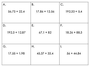 Basic Decimal Operation Task Cards By A NELSON Math TpT