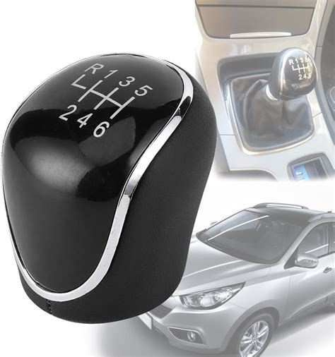 Forhome Gear Shift Knob Manual Gear Knob 6 Speed Black PU Leather Car