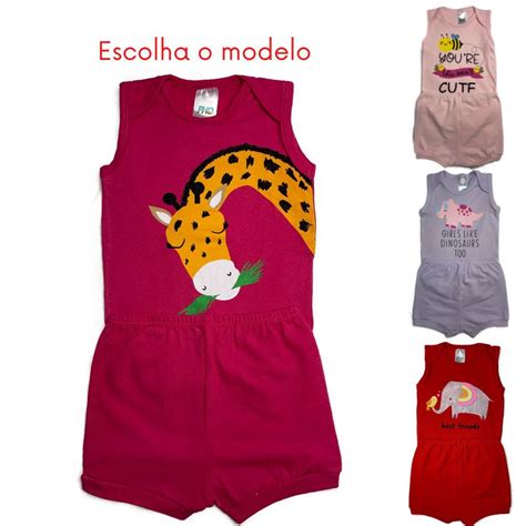 Conjunto 2 Peças Body Regata Short Bebê Feminino Infantil Menina Bori