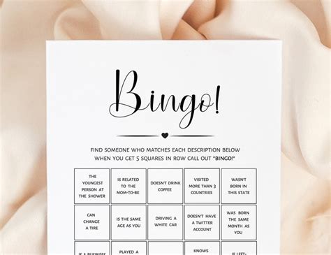 Find The Guest Bingo Baby Shower Game Minimalist Find Someone Who