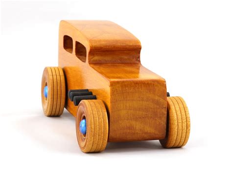 Wooden Toy Car Hot Rod Classic 32 Sedan Handmade Amber Shellac With