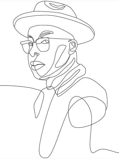 Continuous Line Art Drawing Face Man Fashion Poster For Sale By