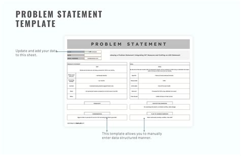 Problem Statement Template in Excel, Google Sheets - Download ...