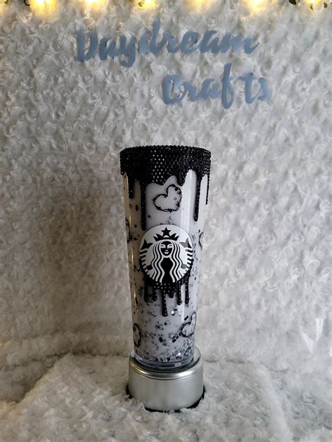 Bobwire Starbucks Iced Coffee Cup Snowglobe Glitter Tumbler Rhinestones