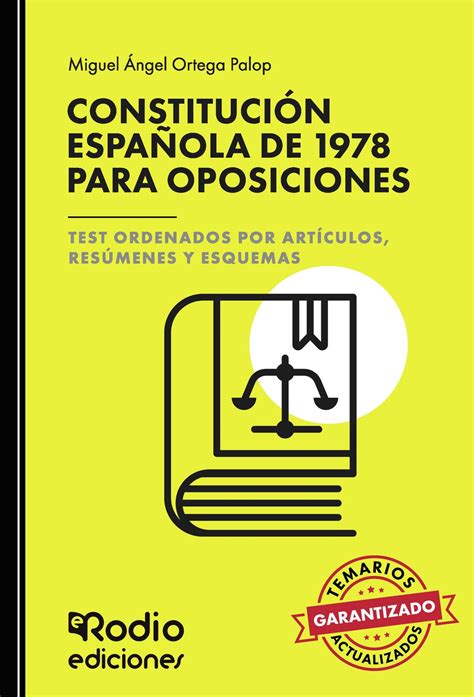 Constitución Española De 1978 Para Oposiciones Test Ordenados Por