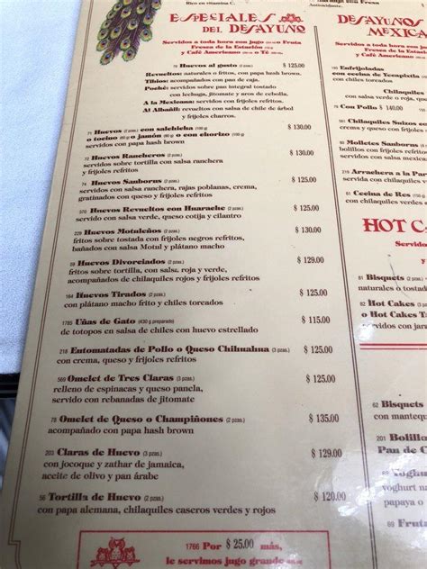 Menu At Sanborns Madero Cafeteria Mexico City Av Francisco I Madero