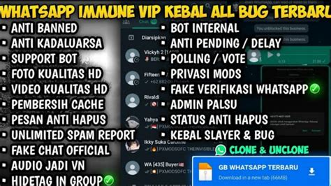 GB WHATSAPP IMMUNE ANTI VIRTEX KEBAL ALL BUG TAMPILAN ORIGINAL NEW