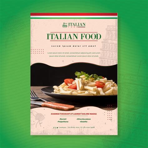 Plantilla de impresión de volante de comida italiana Vector Gratis