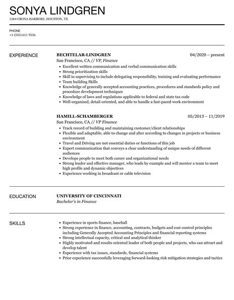 Vp Finance Resume Examples Best Deal Bharatagritech