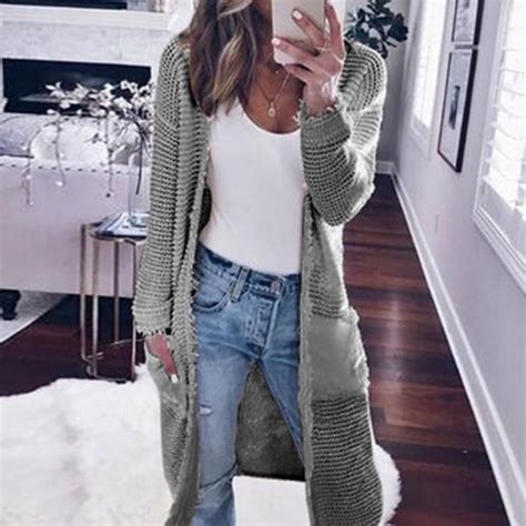 2019 novo outono inverno moda feminina cor sólida manga longa cardigan