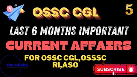 IMPORTANT CURRENT AFFAIRS For OSSC CGL OSSSC RI ODISHA HIGH COURT ASO