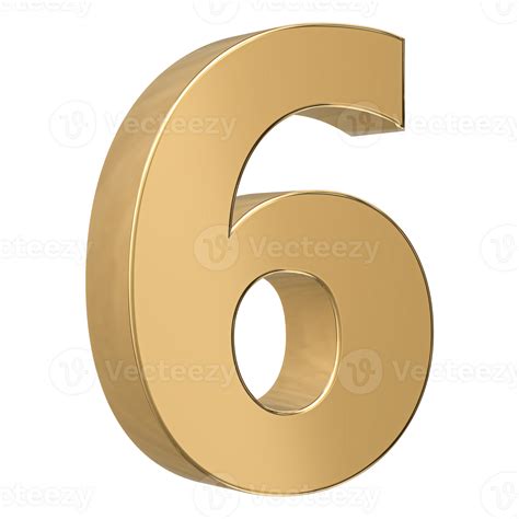 Gold 3d Number 6 46646786 Png