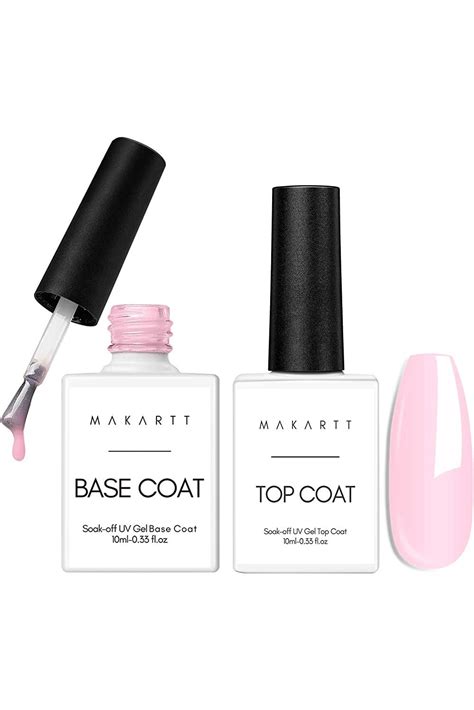 Makartt 2 In 1 Pink Color Gel Base Coat And No Wipe Top Coat Kit