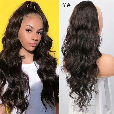 Long Body Wave Ponytail Extension Synthetic Drawstring Etsy Canada