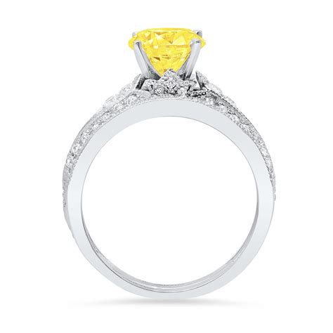 Clara Pucci 18k White Gold Round Cut 1 5ct Simulated Yellow Diamond