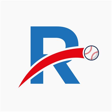 Baseball Logo On Letter R With Moving Baseball Icon. Baseball Logotype ...