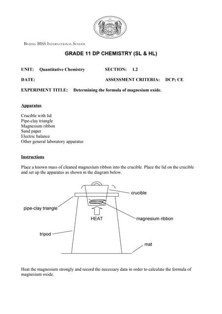 Exp+1.2+formula+of+magnesium+oxide | PDF