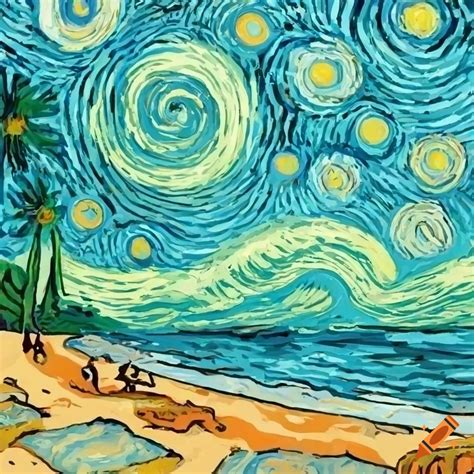 Illustration Of A Beach In Van Gogh Style On Craiyon