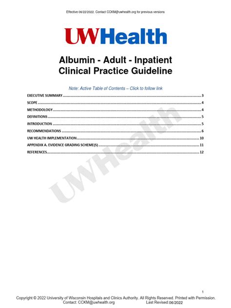 Albumin Guideline Approved June 2022 | PDF | Cirrhosis | Sepsis