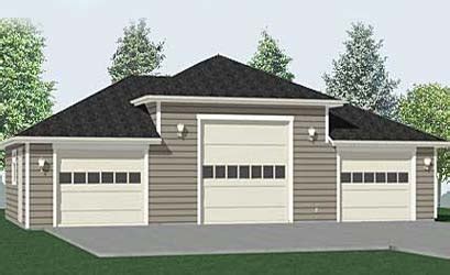 Hipped Roof Style 3 Car Garage Plan 1176 1 45 3 X 26