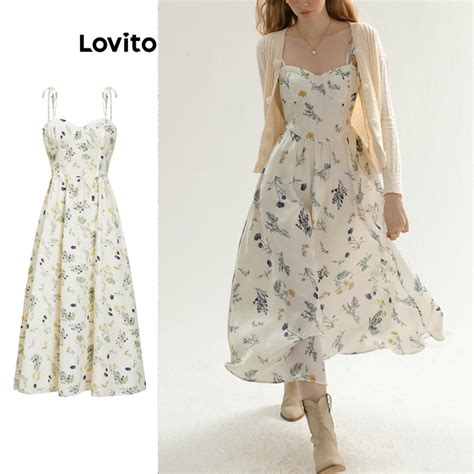 Lovito Vestido De Estrutura De Padronagem Floral Linha Simples Para